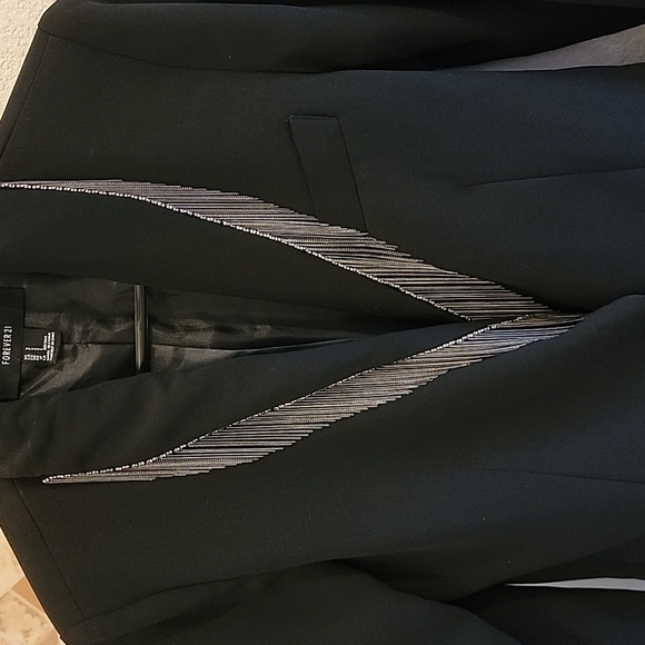 Black Blazer with Silver Chain Detailing - Picture 2 of 5